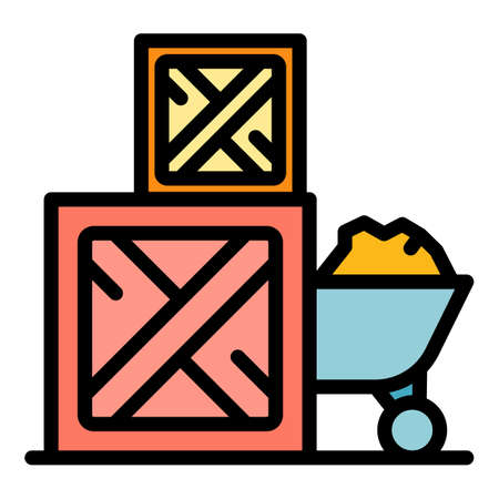 Farm producer box icon. Outline farm producer box vector icon color flat isolatedのイラスト素材