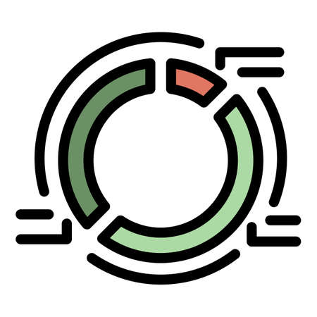 Pie chart advertising icon. Outline pie chart advertising vector icon color flat isolatedのイラスト素材