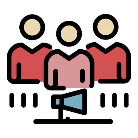 Cinema team icon. Outline cinema team vector icon color flat isolated