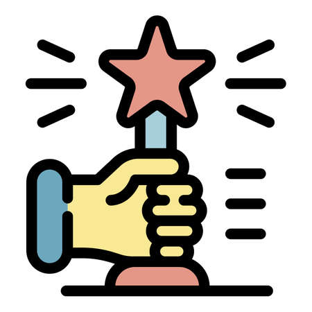 Star award icon. Outline star award vector icon color flat isolatedのイラスト素材