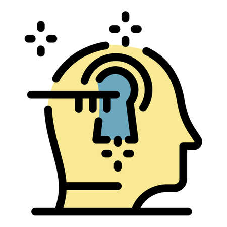 Open minded icon. Outline open minded vector icon color flat isolatedのイラスト素材