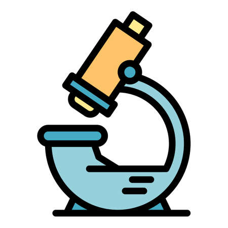 Biology microscope icon. Outline biology microscope vector icon color flat isolated
