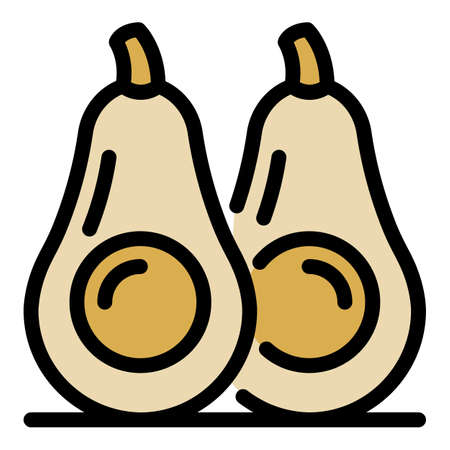 Cutted avocado icon. Outline cutted avocado vector icon color flat isolatedのイラスト素材