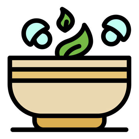 Salad bowl icon. Outline salad bowl vector icon color flat isolatedのイラスト素材