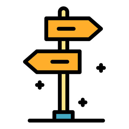Pillar with pointers icon. Outline pillar with pointers vector icon color flat isolatedのイラスト素材