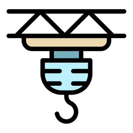 Truck crane hook icon. Outline truck crane hook vector icon color flat isolatedのイラスト素材