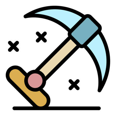 Double sided climbing hook icon. Outline double sided climbing hook vector icon color flat isolatedのイラスト素材