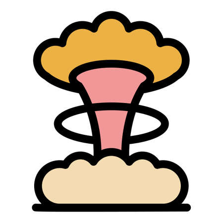 Nuclear mushroom cloud icon. Outline nuclear mushroom cloud vector icon color flat isolatedのイラスト素材