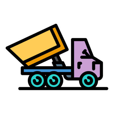 Commercial tipper icon. Outline commercial tipper vector icon color flat isolatedのイラスト素材