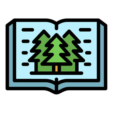Eco forest book icon. Outline eco forest book vector icon thin line color flat isolatedのイラスト素材
