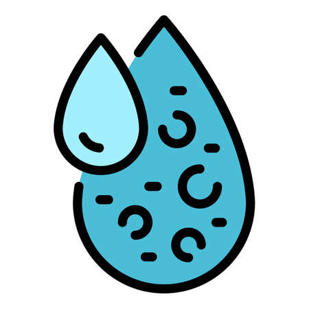 Biohazard water drop icon. Outline biohazard water drop vector icon color flat isolatedのイラスト素材