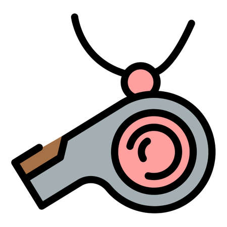 Dog training whistle icon. Outline dog training whistle vector icon color flat isolatedのイラスト素材