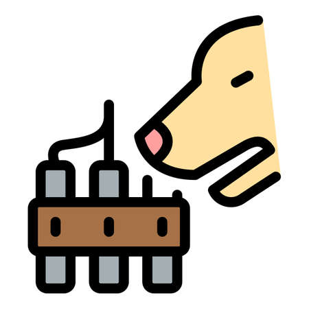 Dog training icon. Outline dog training vector icon color flat isolatedのイラスト素材