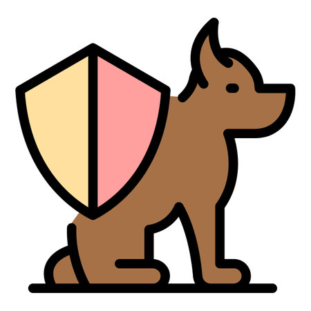 Shield dog protect icon. Outline shield dog protect vector icon color flat isolatedのイラスト素材