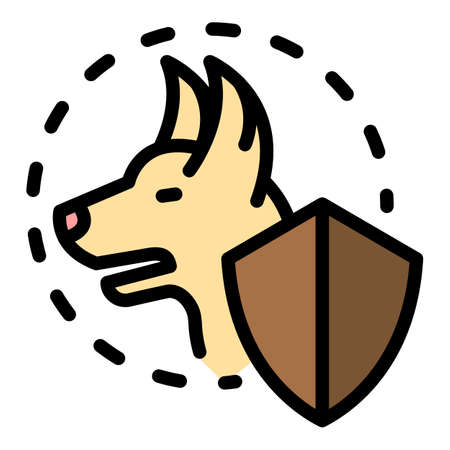 Canine dog protect icon. Outline canine dog protect vector icon color flat isolatedのイラスト素材