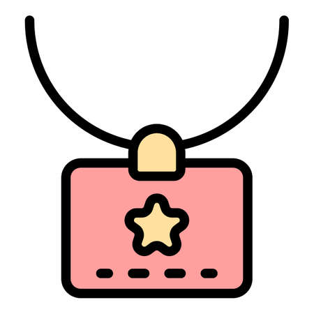 Dog star badge icon. Outline dog star badge vector icon color flat isolatedのイラスト素材