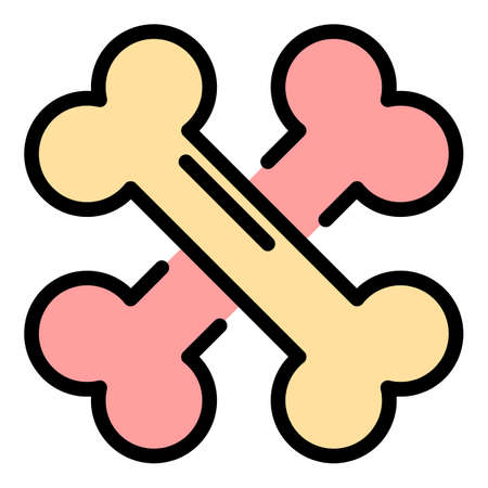 Crossed dog bones icon. Outline crossed dog bones vector icon color flat isolatedのイラスト素材