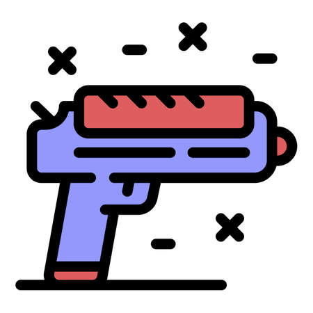 Personal guard pistol icon. Outline personal guard pistol vector icon color flat isolatedのイラスト素材