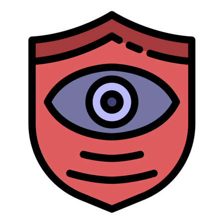 Guard eye shield icon. Outline guard eye shield vector icon color flat isolatedのイラスト素材