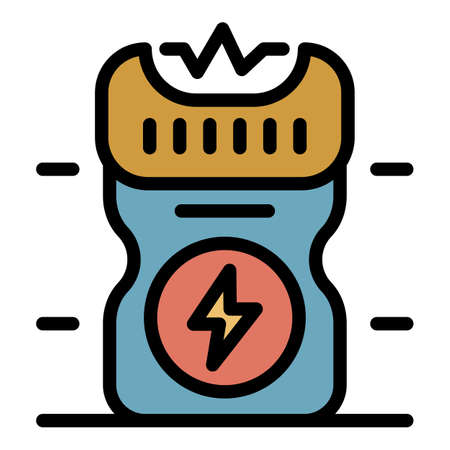Policeman electro shocker icon. Outline policeman electro shocker vector icon color flat isolatedのイラスト素材