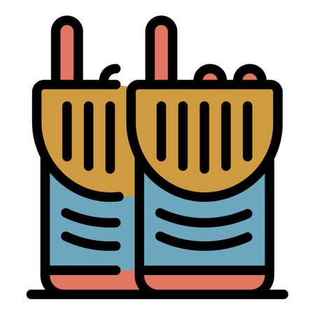 Police walkie talkie icon. Outline police walkie talkie vector icon color flat isolatedのイラスト素材