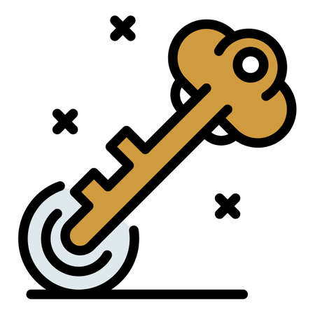 Police safe key icon. Outline police safe key vector icon color flat isolatedのイラスト素材