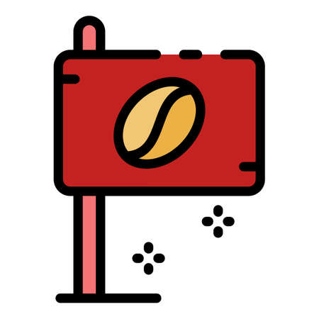 Coffee love flag icon. Outline coffee love flag vector icon color flat isolatedのイラスト素材