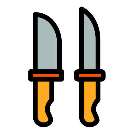 Home meat knifes icon. Outline home meat knifes vector icon color flat isolatedのイラスト素材