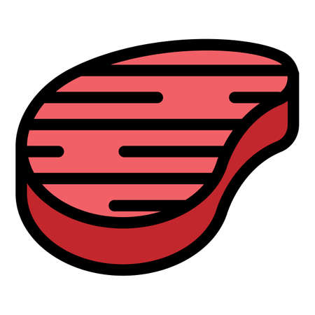 Cooked steak icon. Outline cooked steak vector icon color flat isolatedのイラスト素材