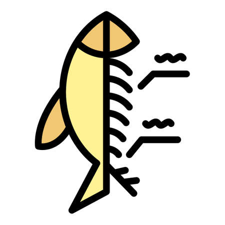 Parts of fish icon. Outline parts of fish vector icon color flat isolatedのイラスト素材