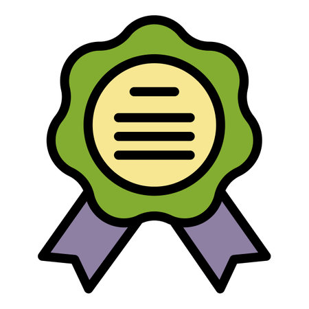 Notary emblem icon. Outline notary emblem vector icon color flat isolatedのイラスト素材