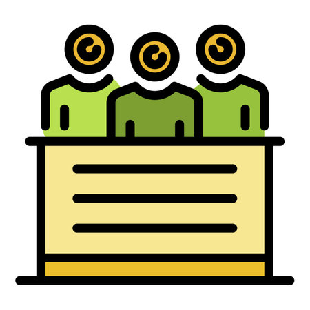 Notary agency team icon. Outline notary agency team vector icon color flat isolatedのイラスト素材