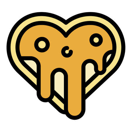 Glazed heart cookie icon. Outline glazed heart cookie vector icon color flat isolatedのイラスト素材