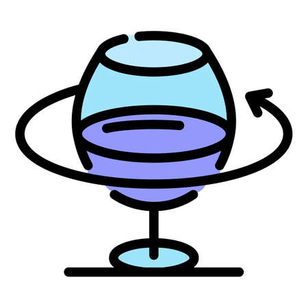 Turning a wine glass icon. Outline turning a wine glass vector icon color flat isolatedのイラスト素材