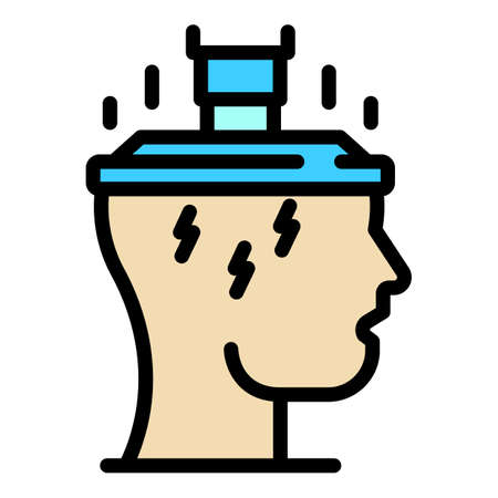 Brain pressure icon. Outline brain pressure vector icon color flat isolatedのイラスト素材