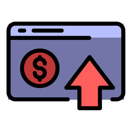 Web page finance icon. Outline web page finance vector icon color flat isolatedのイラスト素材