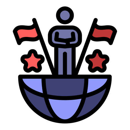 Global best office manager icon. Outline global best office manager vector icon color flat isolatedのイラスト素材