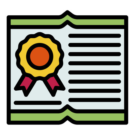 Translator diploma icon. Outline translator diploma vector icon color flat isolatedのイラスト素材
