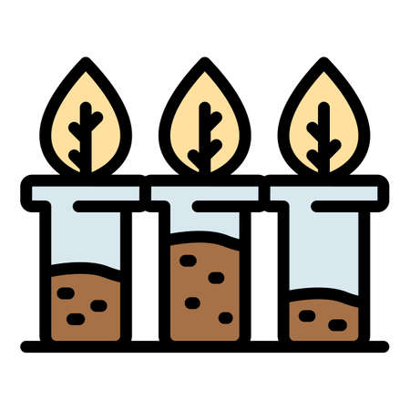 Plant in test tube icon. Outline plant in test tube vector icon color flat isolatedのイラスト素材
