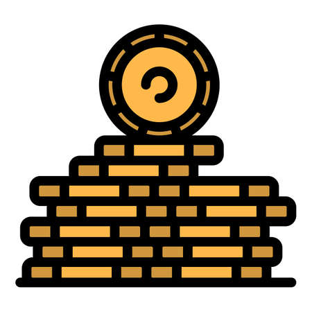 Casino chips icon. Outline casino chips vector icon color flat isolatedのイラスト素材