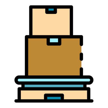 Parcel pallet icon. Outline parcel pallet vector icon color flat isolatedのイラスト素材