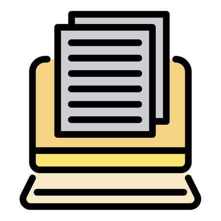 Tv reporter paper text icon. Outline tv reporter paper text vector icon color flat isolatedのイラスト素材