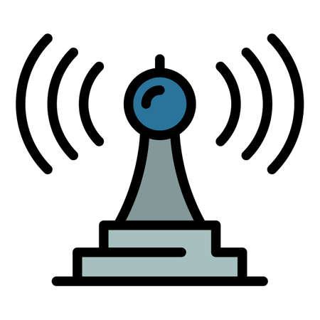 Electric radio station icon. Outline electric radio station vector icon color flat isolatedのイラスト素材