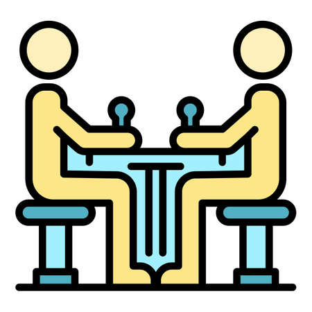Arm wrestle icon. Outline arm wrestle vector icon color flat isolatedのイラスト素材