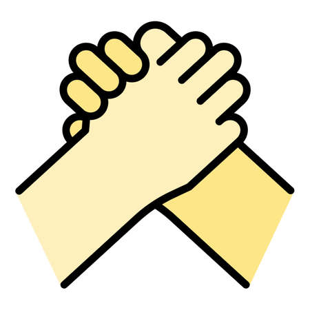 Handshake icon. Outline handshake vector icon color flat isolatedのイラスト素材