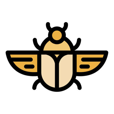 Flying scarab beetle icon. Outline flying scarab beetle vector icon color flat isolatedのイラスト素材