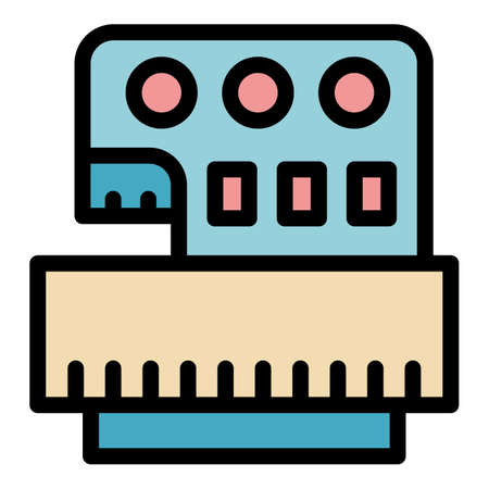 Factory sewing machine icon. Outline factory sewing machine vector icon color flat isolatedのイラスト素材