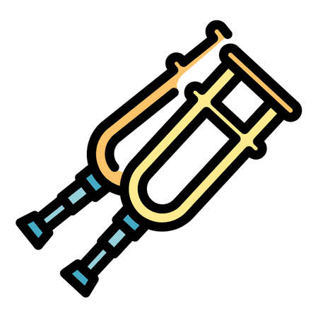Medical crutches icon. Outline medical crutches vector icon color flat isolatedのイラスト素材