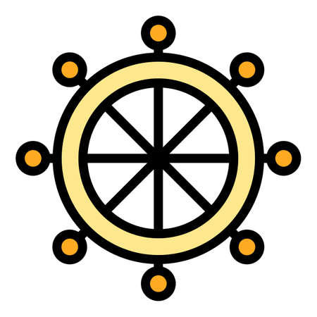 Sailboat ship wheel icon. Outline sailboat ship wheel vector icon color flat isolatedのイラスト素材