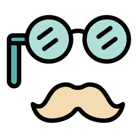 Old mustache personal traits icon. Outline old mustache personal traits vector icon color flat isolatedのイラスト素材